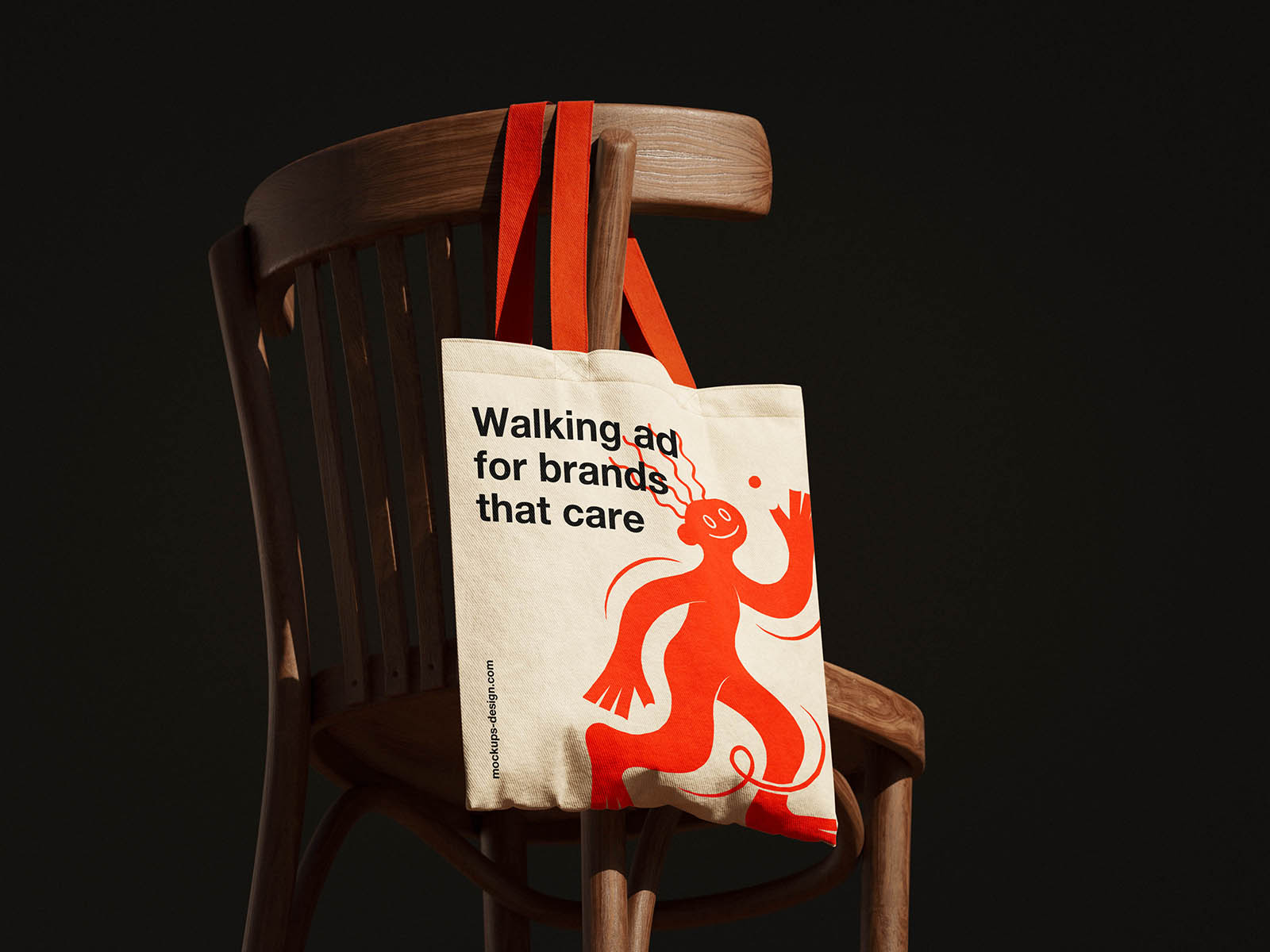 Canvas tote bag on chair mockup