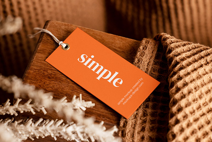 Brown scene with label tag mockup