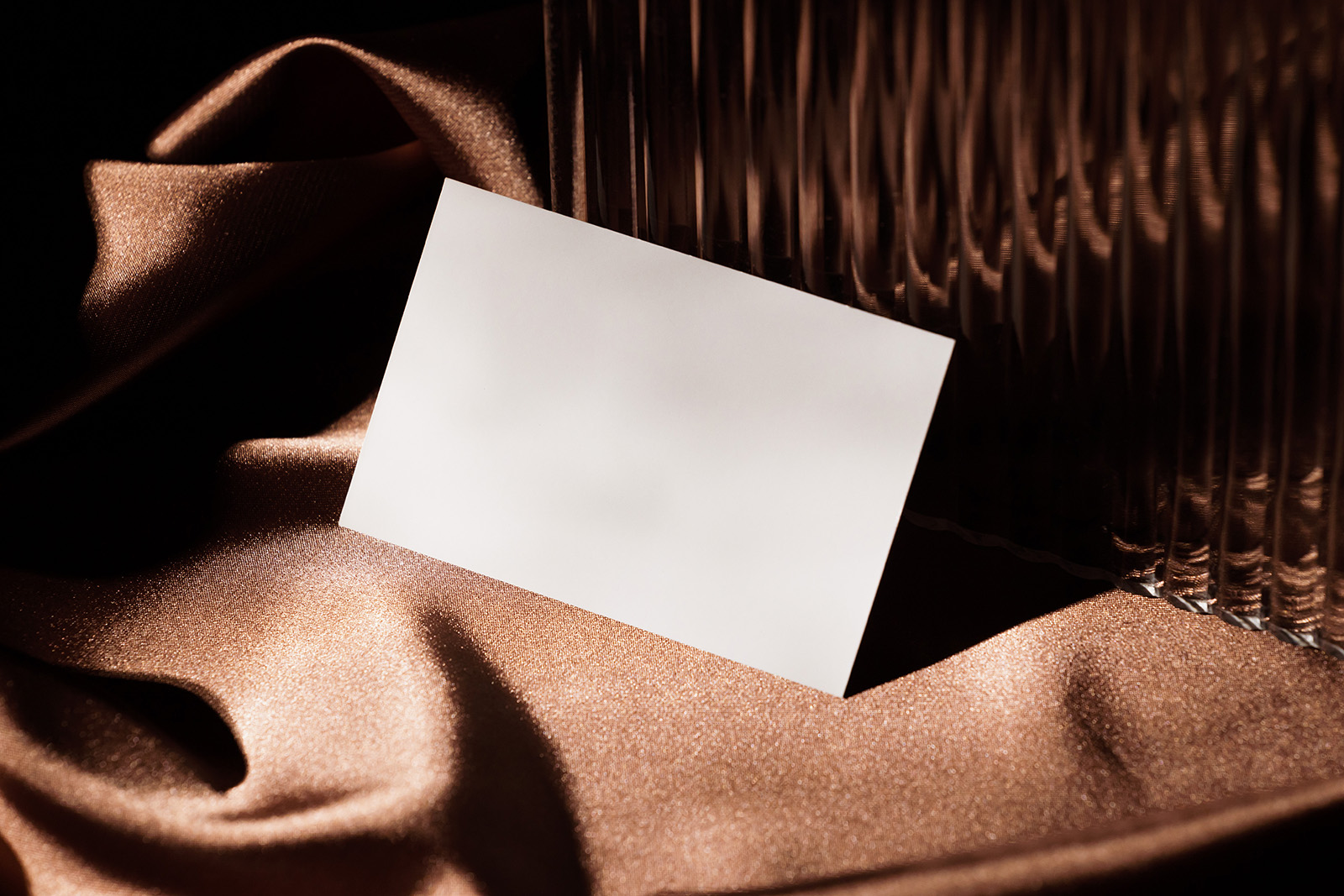 Business card on brown fabric mockup