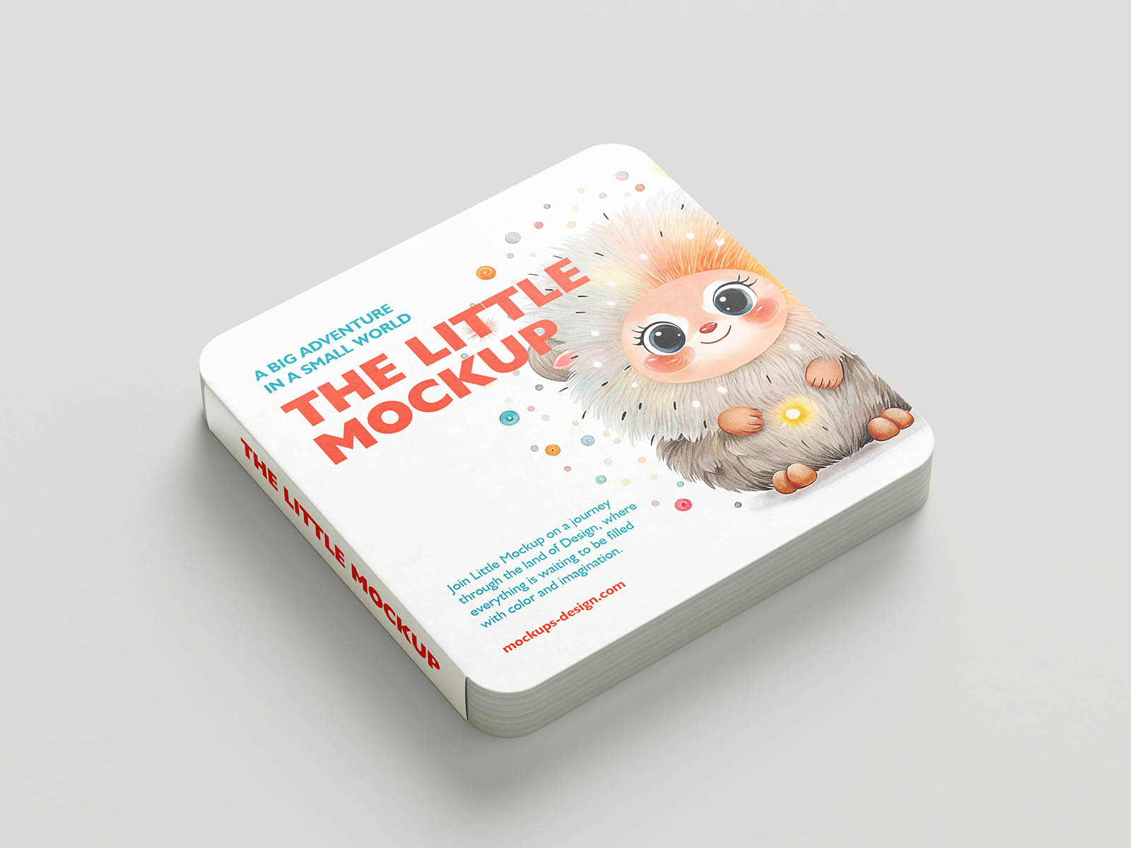 Square board children's book mockup