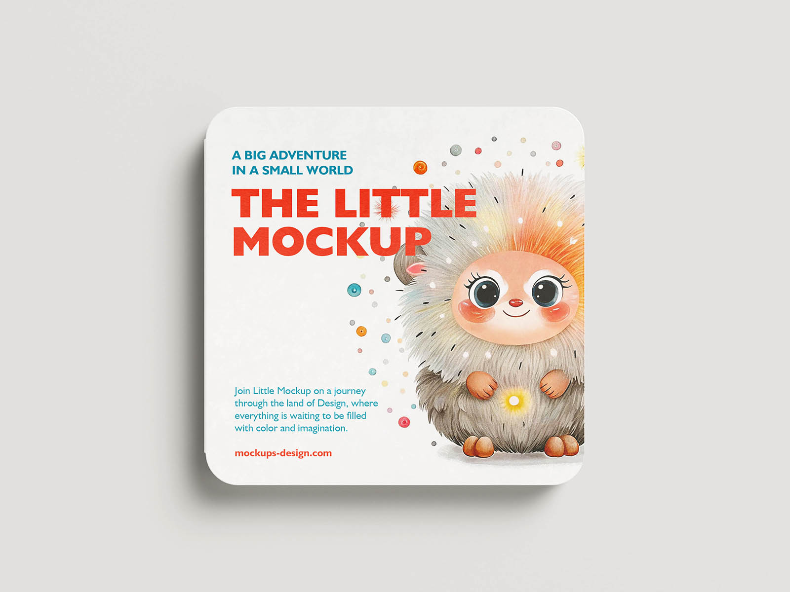 Square board children's book mockup