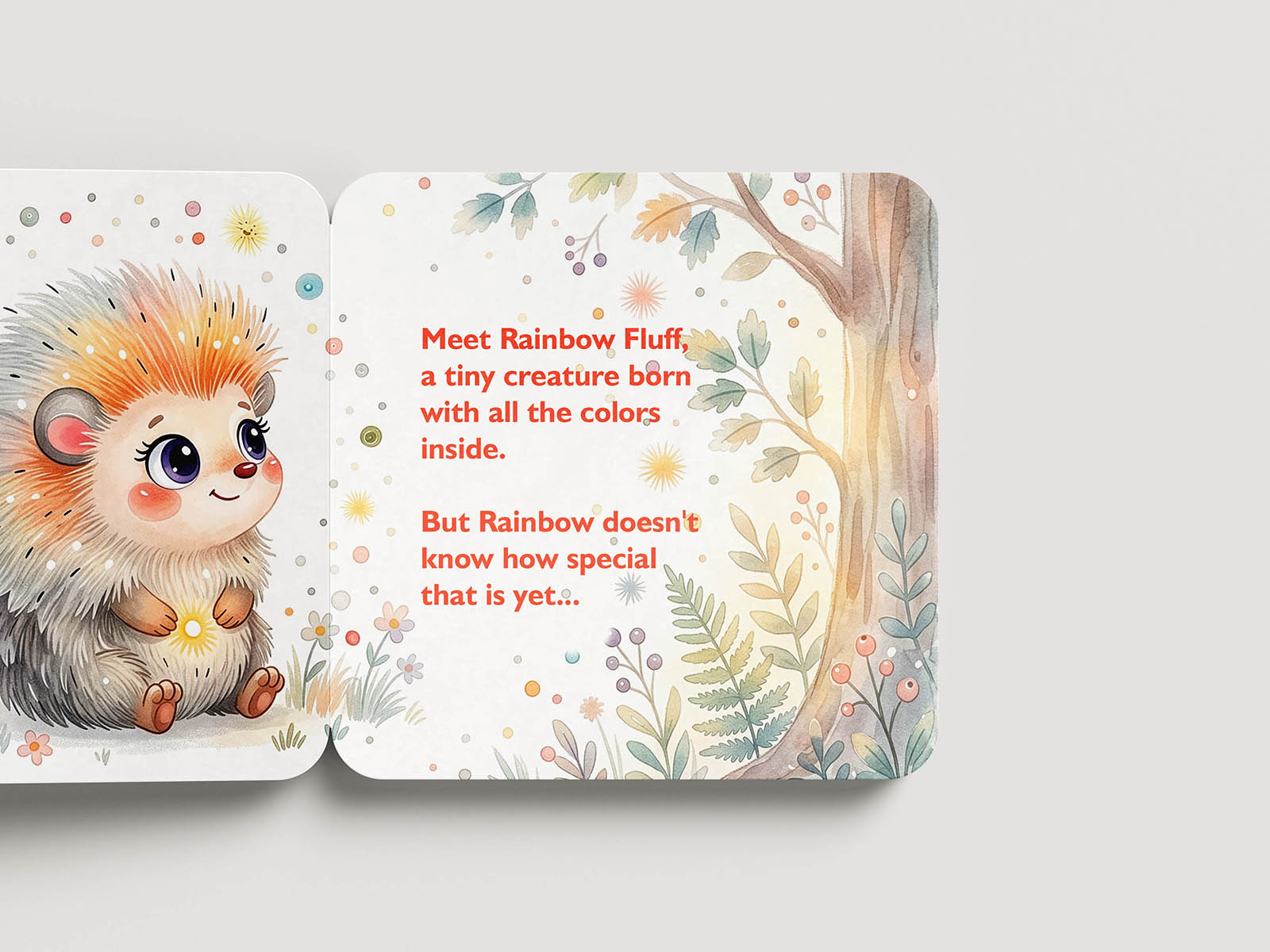 Square board children's book mockup