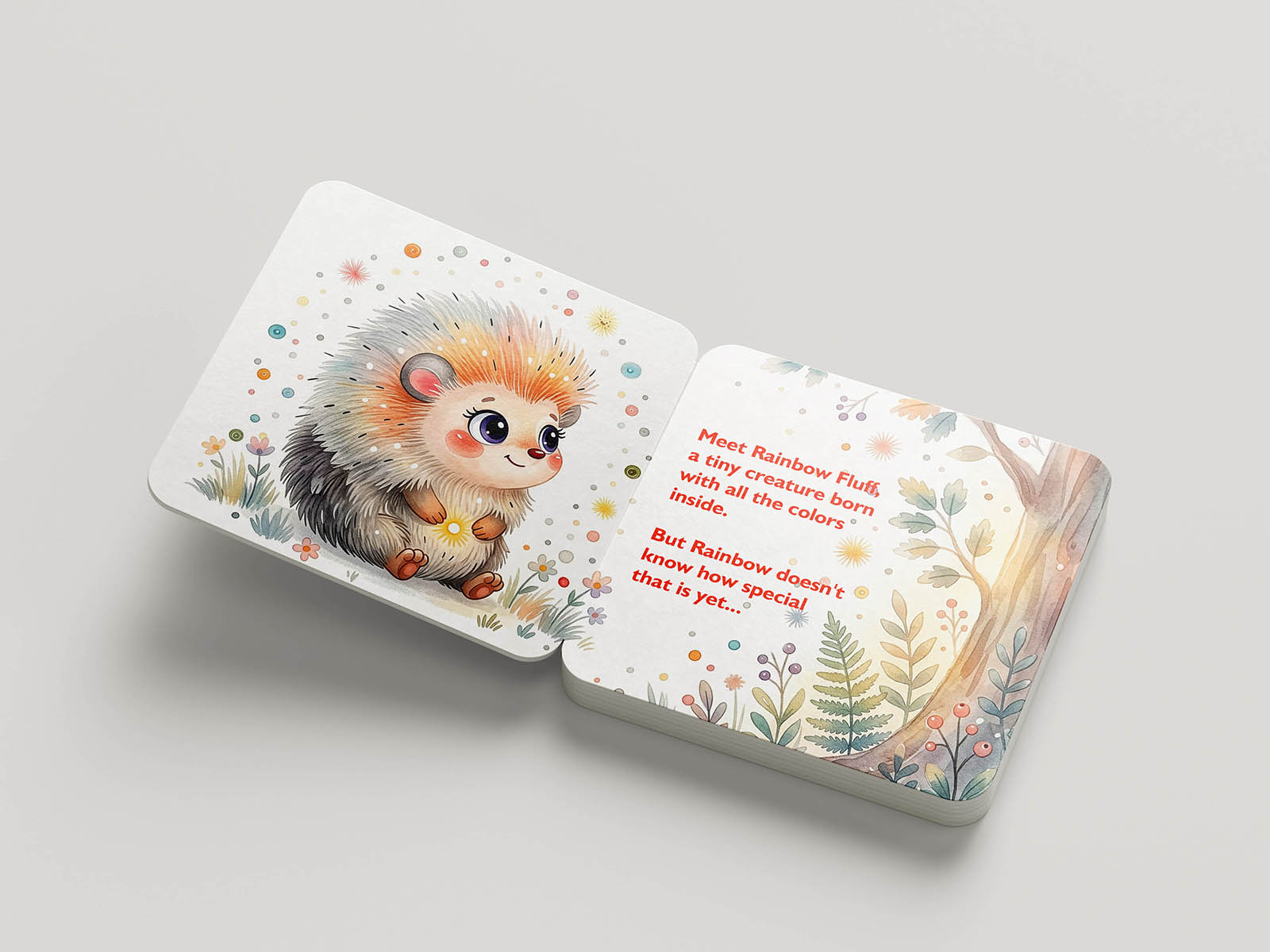 Square board children's book mockup