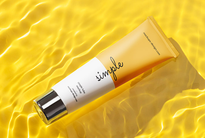 Cosmetic tube in water mockup