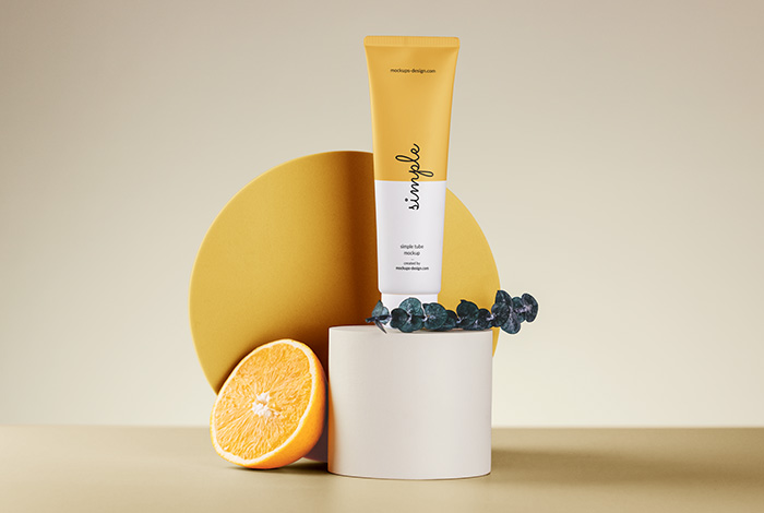 Cosmetic tube on podium mockup