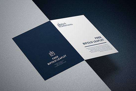 Dark Elements / Bifold Cover Leaflet Mockup