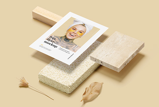 Floating A5 flyer mockup