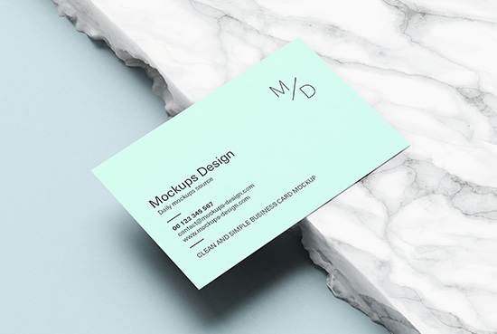 Business card on marble mockup