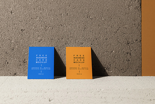 Business cards on a concrete mockup