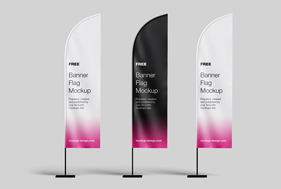 Free banner flag mockup