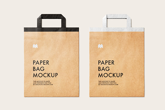 Free flattened paper bag mockup