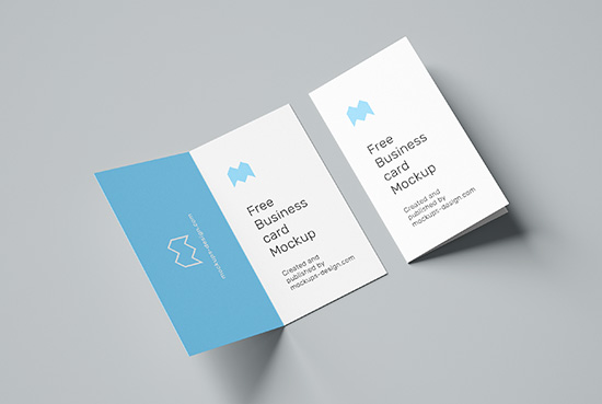 Free folded business card mockup