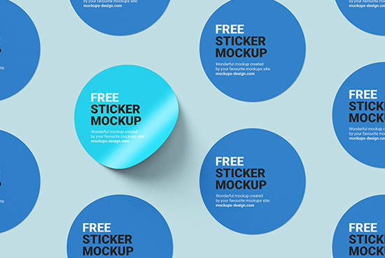 Free round sticker mockup