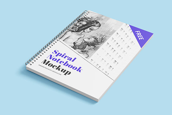 Free spiral notebook mockup