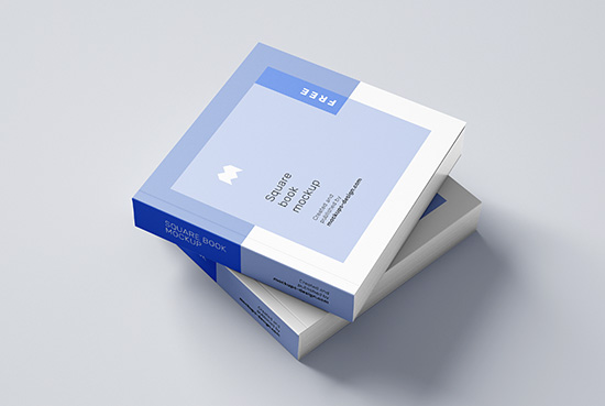 Free square book mockup