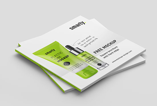 Free square brochure with hard edge mockup