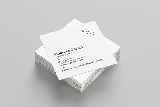 Free square business card mockup