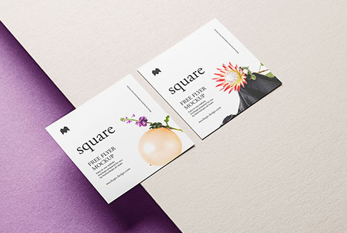 Double square flyer with some paper planes mockup