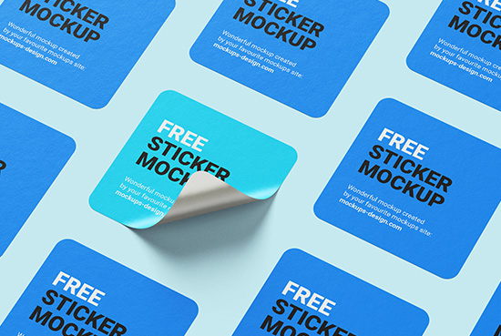 Free square sticker mockup