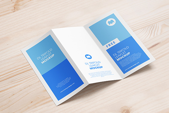 Free trifold DL leaflet mockup