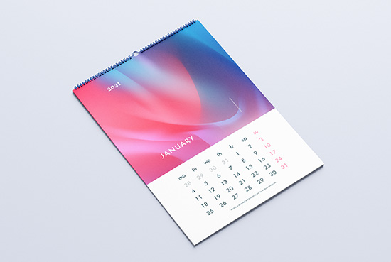 Free wall calendar mockup