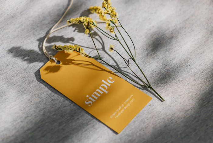 Label tag with dried flower mockup