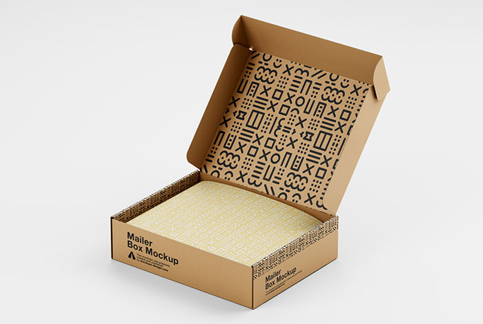 Mailer box mockup / 30 x 23 x 8 cm