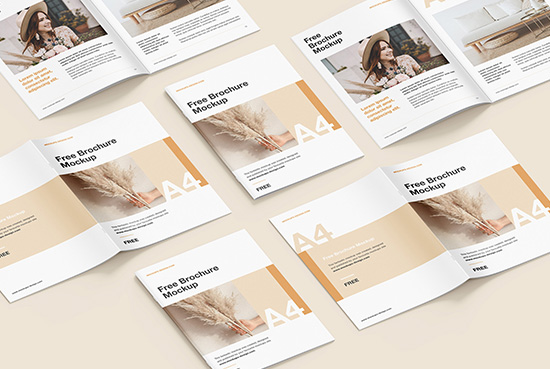 Customizable A4 brochure grid mockup