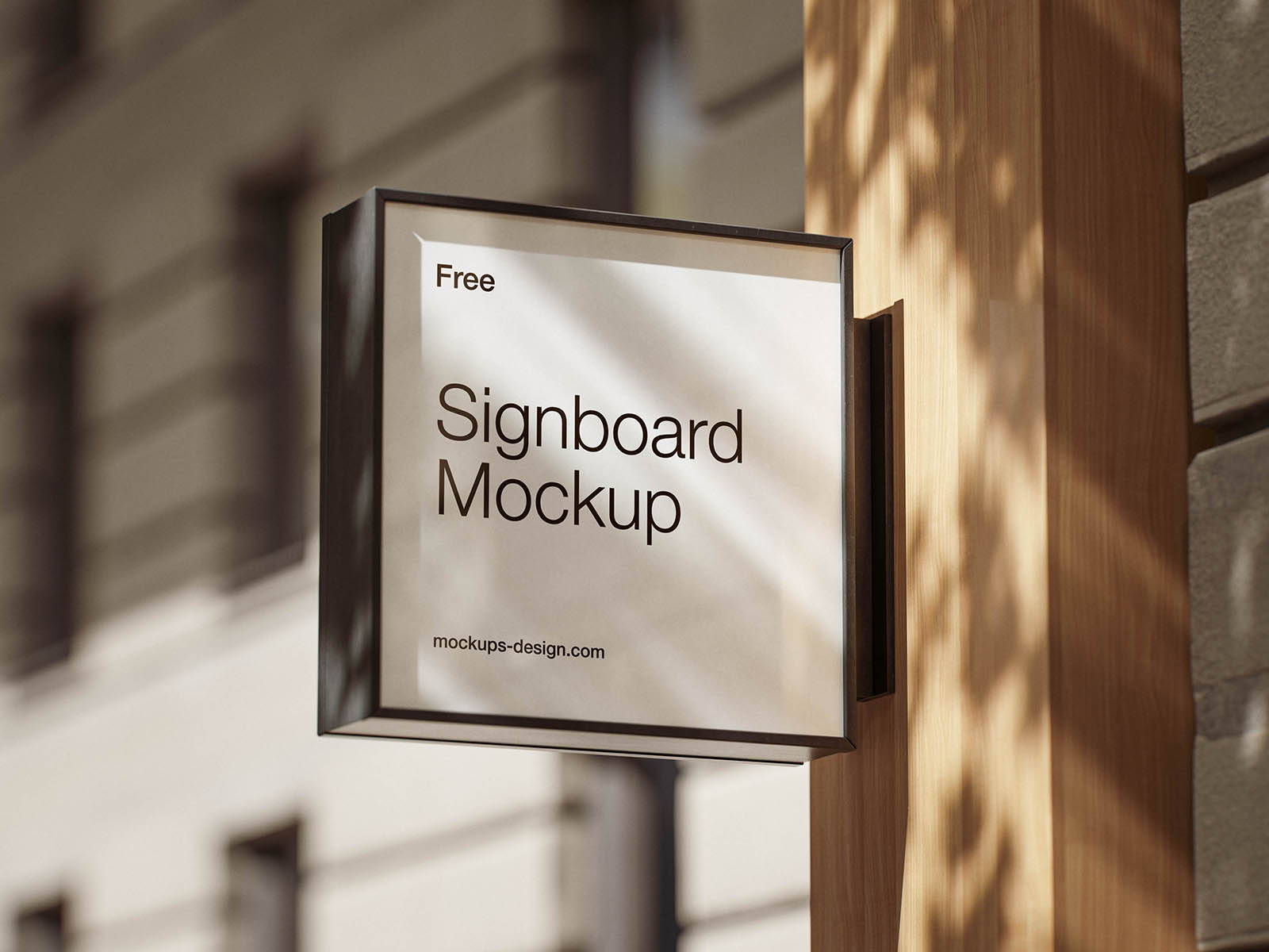 Square wall-mounted signboard mockup