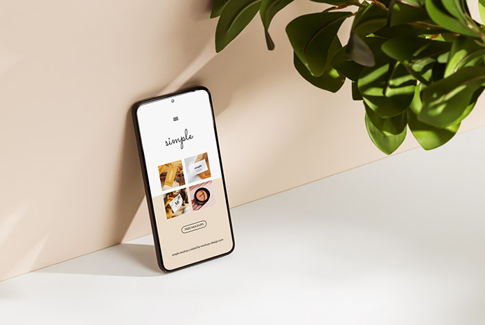 Smartphone with shadows mockup