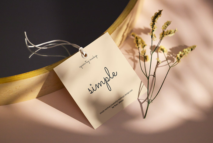 Square label tag mockup