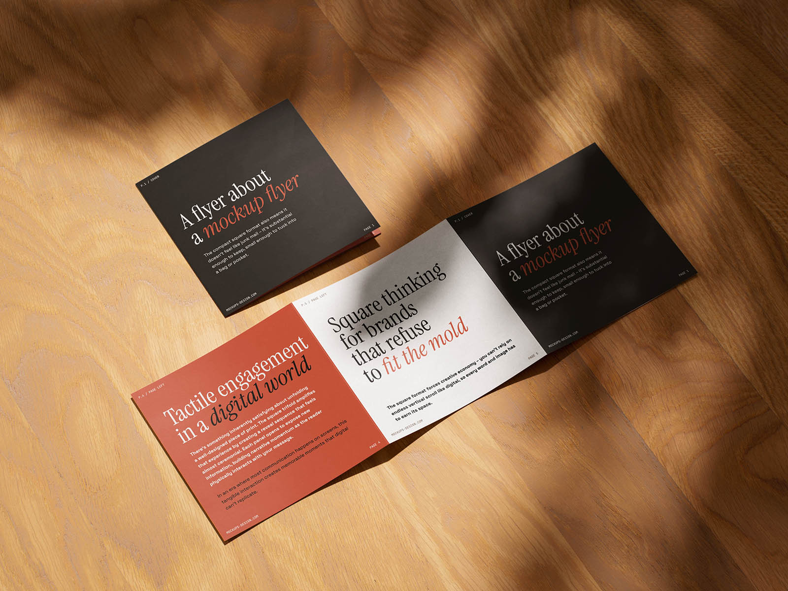 Square format trifold flyer mockup