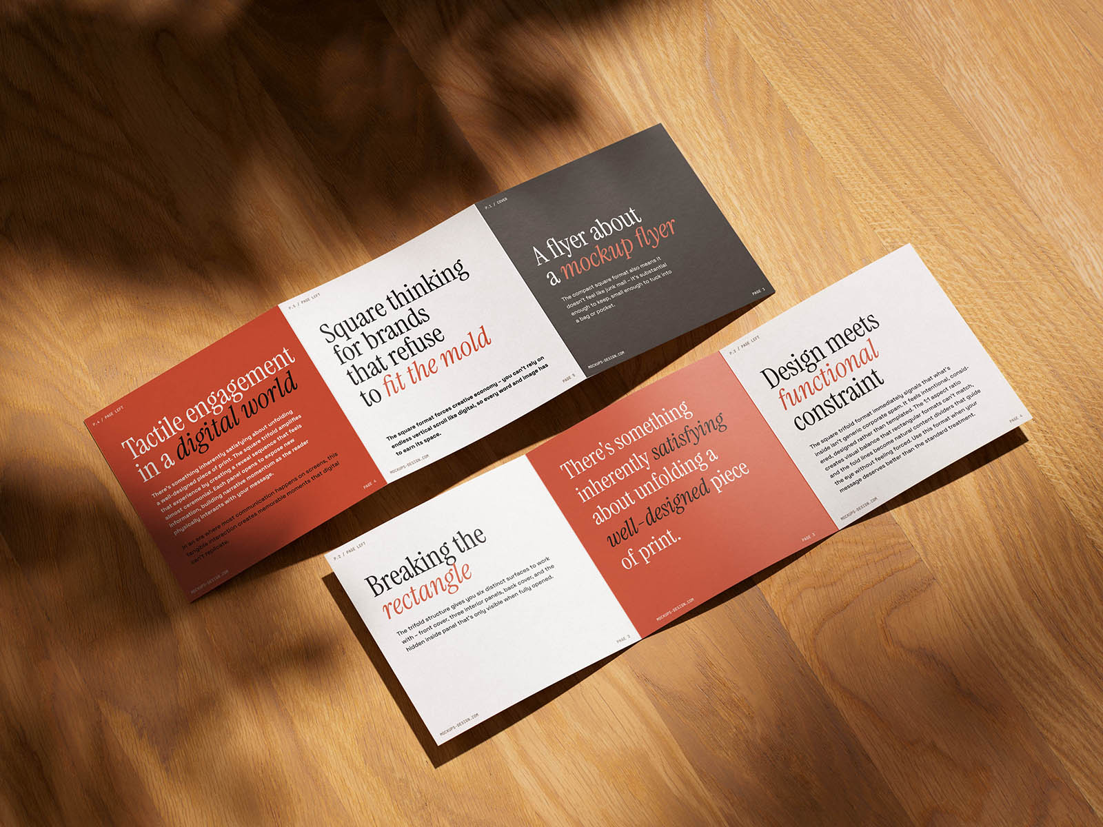 Square format trifold flyer mockup