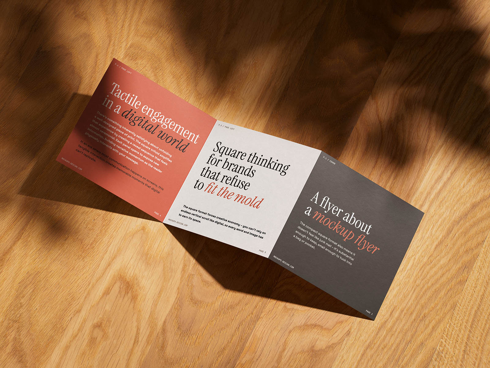 Square format trifold flyer mockup