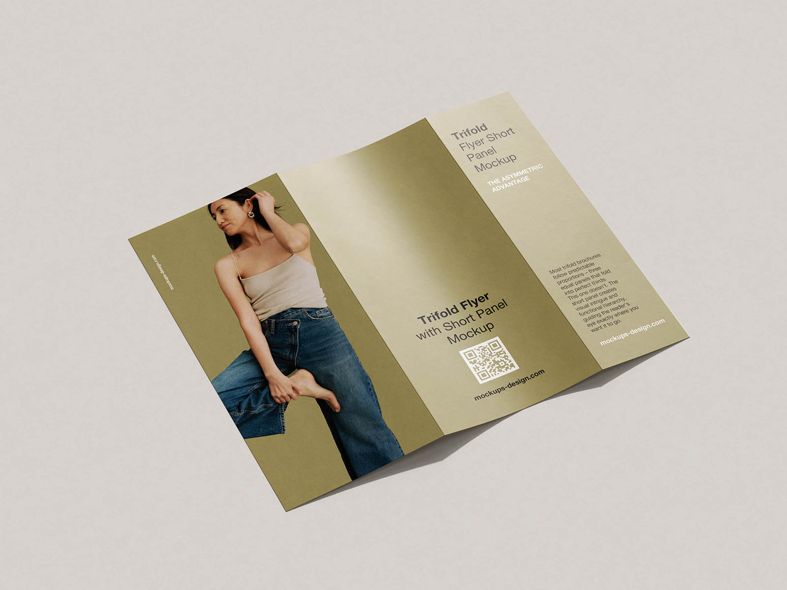 Asymmetric DL trifold flyer mockup
