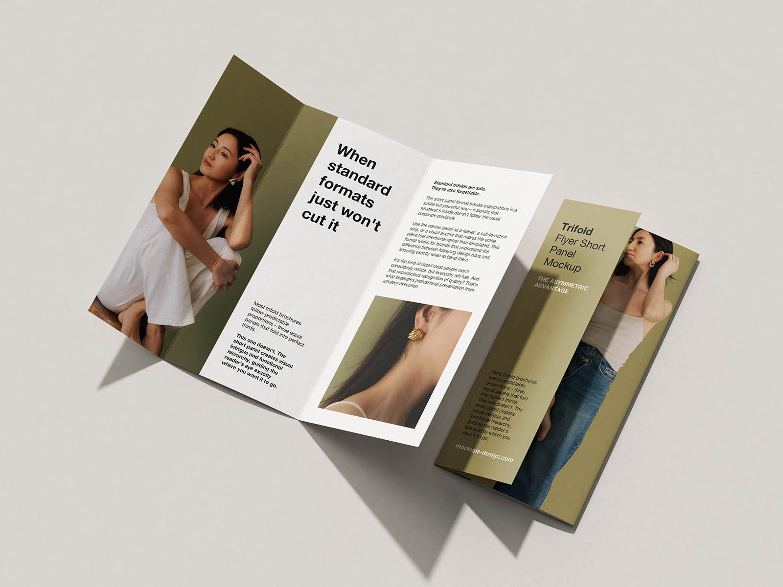Asymmetric DL trifold flyer mockup